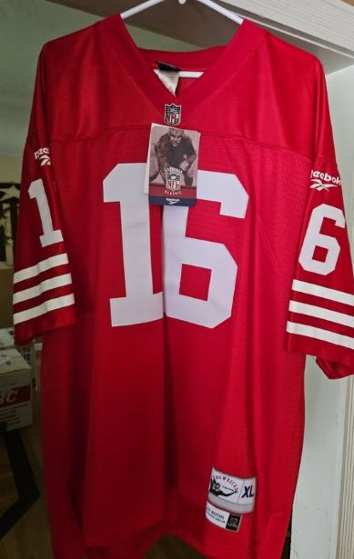 Vintage Joe Montana San Francisco 49ers #16 Red NFL Football Jersey - Throwback Fan Apparel Image