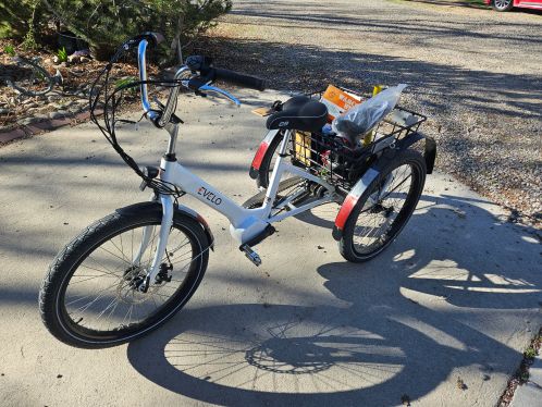 EVELO Compass Premium Electric Tricycle - 3-Wheel Adult E-Trike, Mid-Drive Motor, White Finish Image