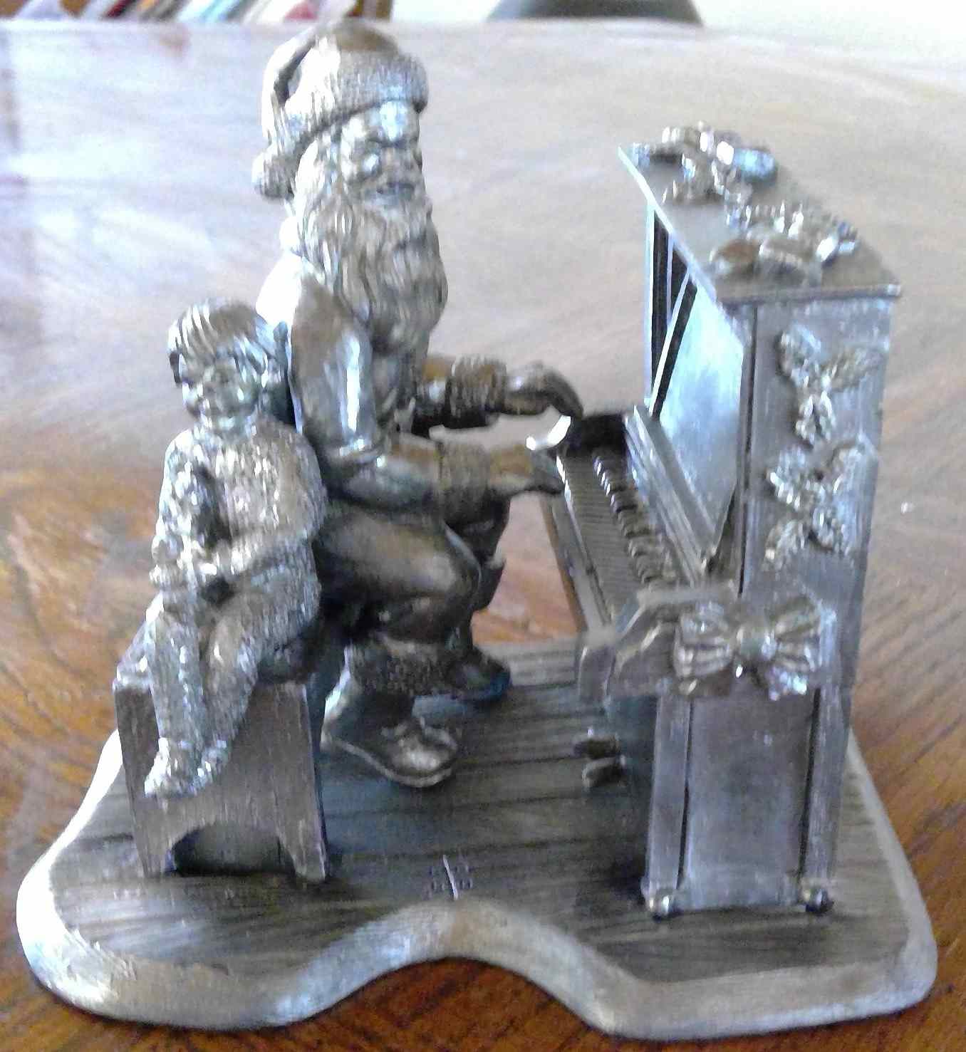Michael Ricker Pewter "Cory & Santa at the Piano" Figurine Image