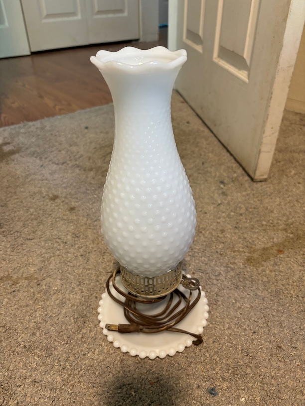 Vintage Hobnail Milk Glass Lamp Image