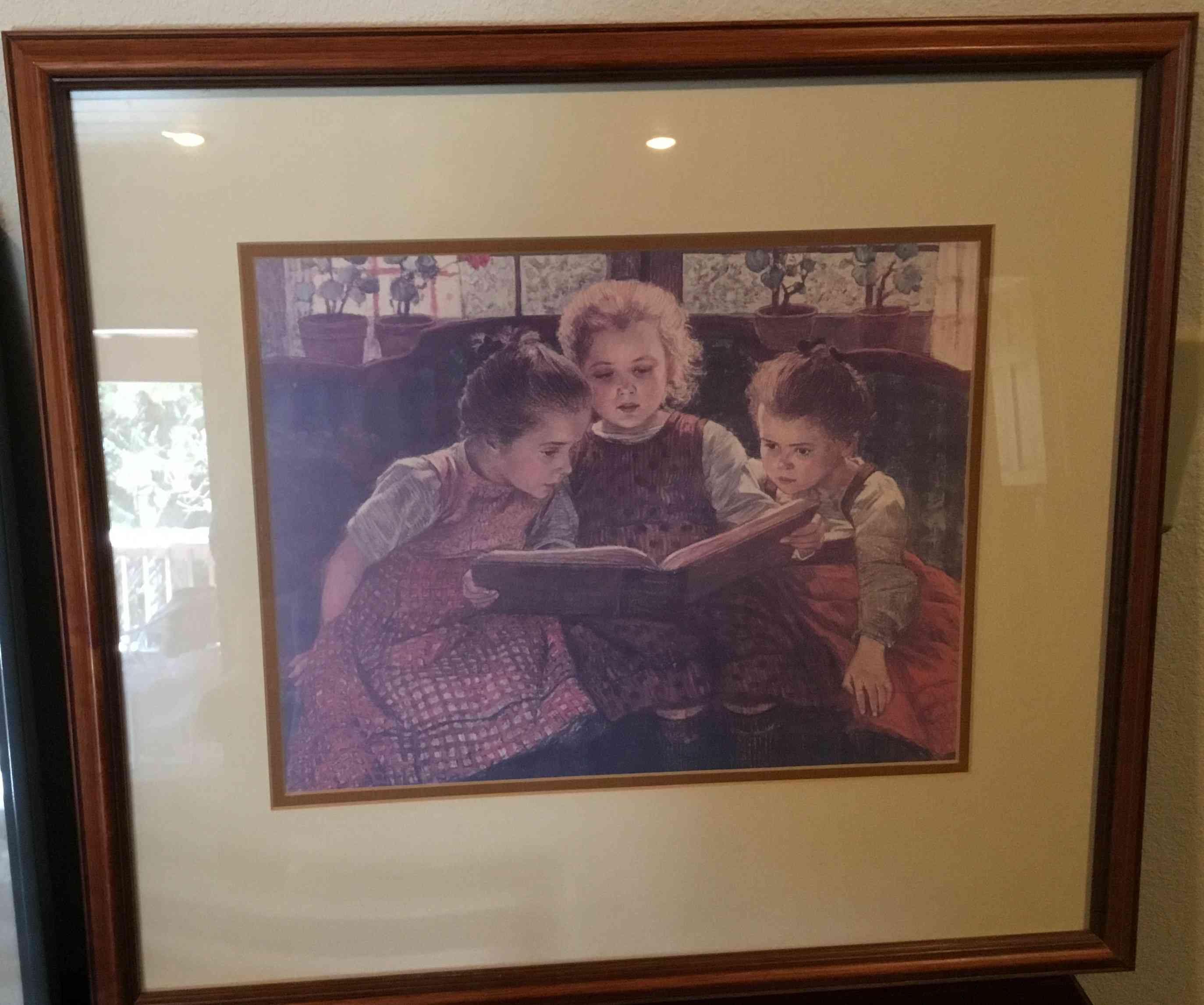 Walter Firle “Fairy Tale” Framed Art Print – Vintage Storytime Scene with Children, Classic Victorian Style Wall Decor Image