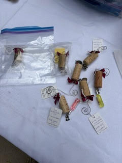 7 Cork Wine Charms, Display Wine Bottle with Charm, 4 small labels, Display Stand, 2 Acrylic and Cork Tray 1 large 1 small Image