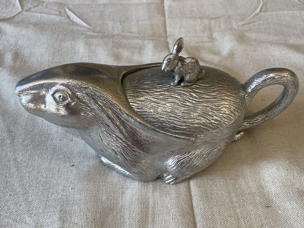 Arthur Court Vintage Silver Aluminum Bunny Rabbit Sauce/Gravy Boat Image