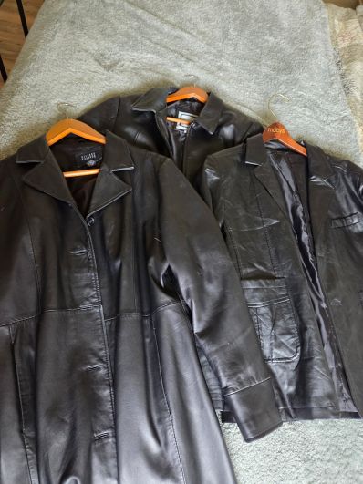 Vintage Women's Black Genuine Leather Coat Jacket Bundle LNR Nordstrom Valerie Stevens Image