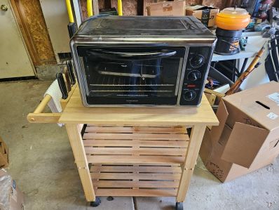 Hamilton Beach 31100 Countertop Convection Oven and Rolling Wooden Stand Image