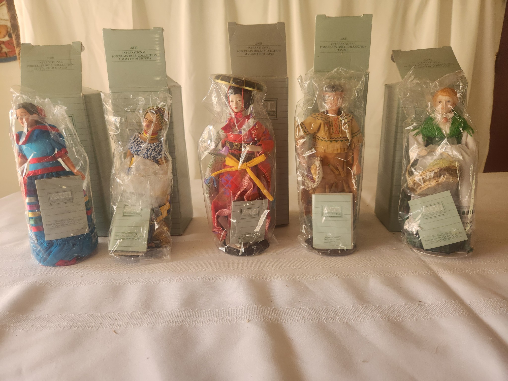 Vintage Avon Porcelain Doll With Stands International Collection Lot of 5 Image