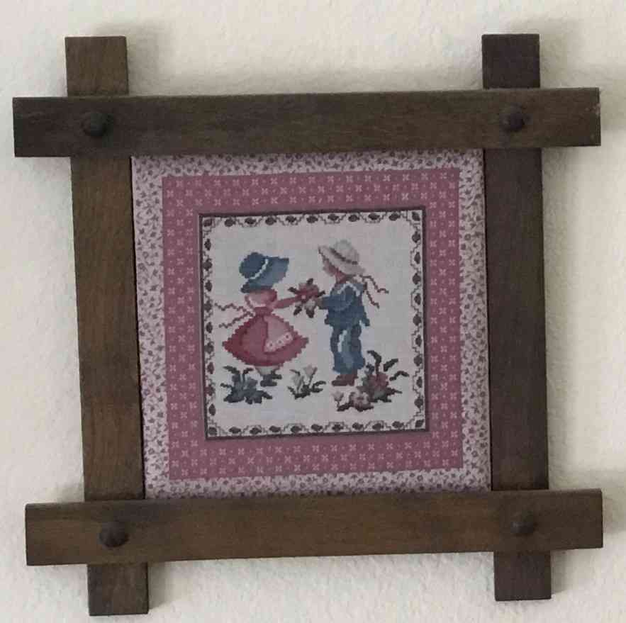 Small Framed Cross-Stitched Wall Art Image